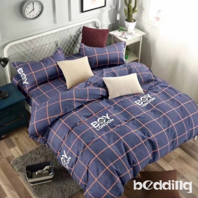 BEDDING-活性印染-單人薄式床包枕套+被套三件組-英倫學院