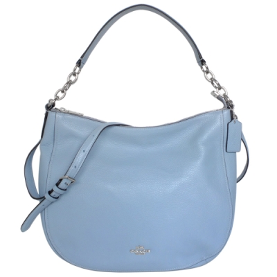 COACH Elle Hobo水藍全皮肩背/斜背半圓包