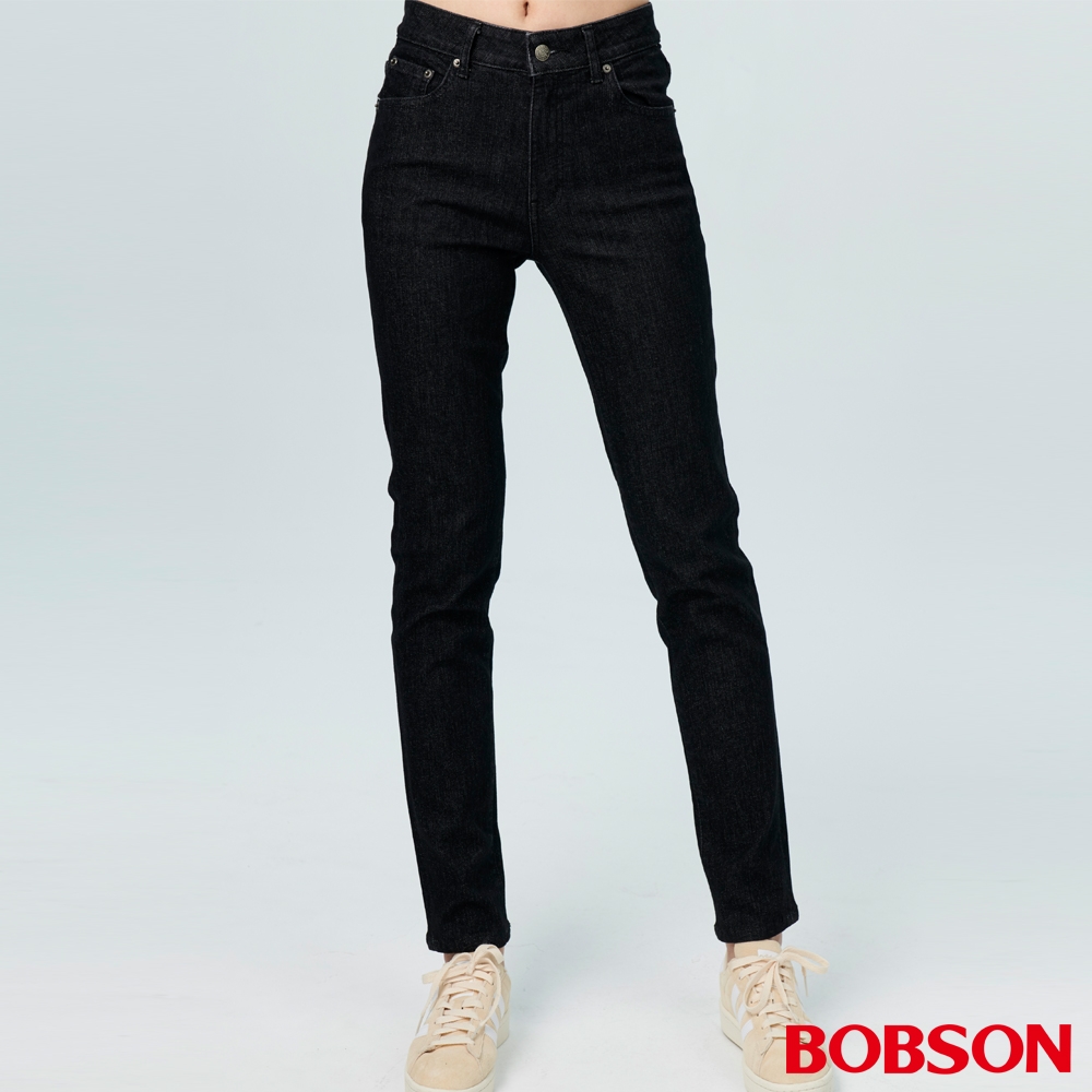 【BOBSON】女款高腰、保暖紗刷毛小直筒褲(OL003-87)