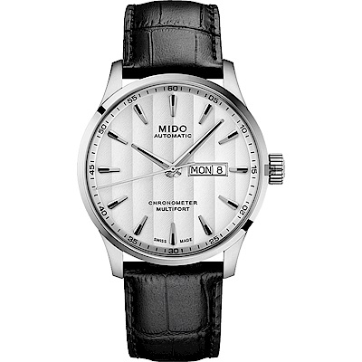 MIDO 美度 Multifort 先鋒系列80小時天文台矽游絲機械錶-銀x黑/42mm