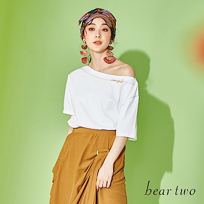 beartwo 平口繡花文字短袖T恤(二色)