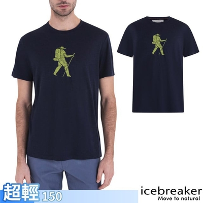 【Icebreaker】男 100%美麗諾羊毛 Tech Lite III 圓領短袖上衣(徒步旅行)-150.T恤_IB0A56WZ-401 海軍藍