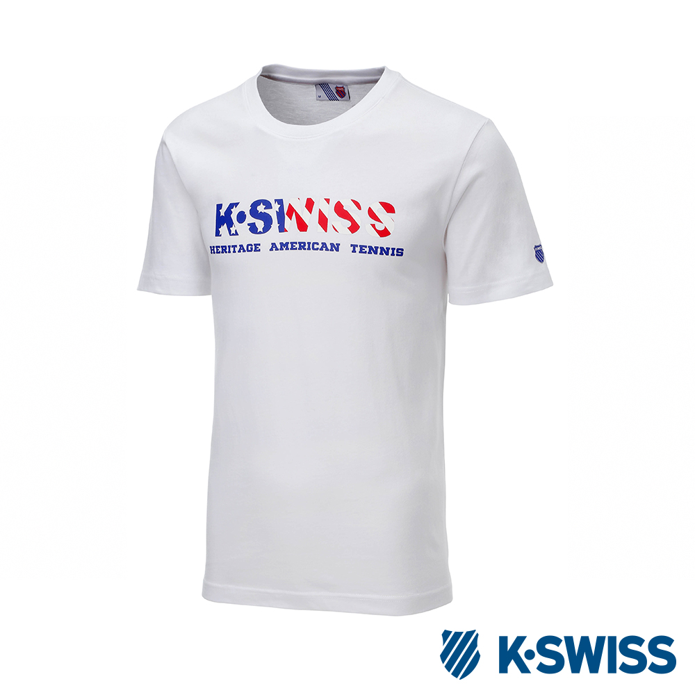 K-SWISS Shield Logo Sweatshorts印花短袖T恤-女-白