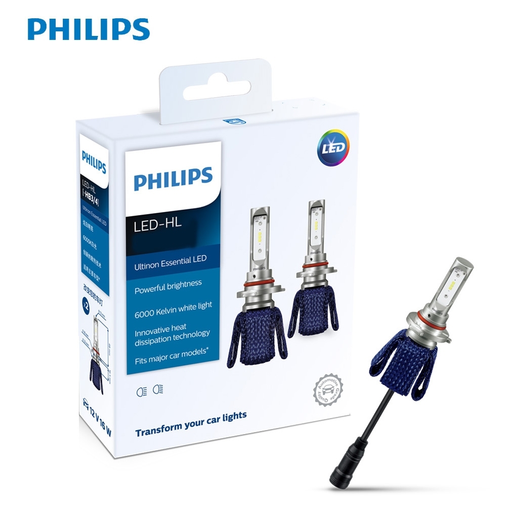 PHILIPS光劍LED頭燈 Essential Ultinon H4 頭燈兩入裝-公司貨