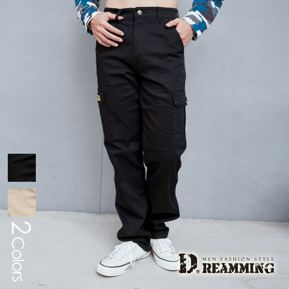 Dreamming 美式布標高棉彈力休閒長褲 工作褲-共二色 (黑色)