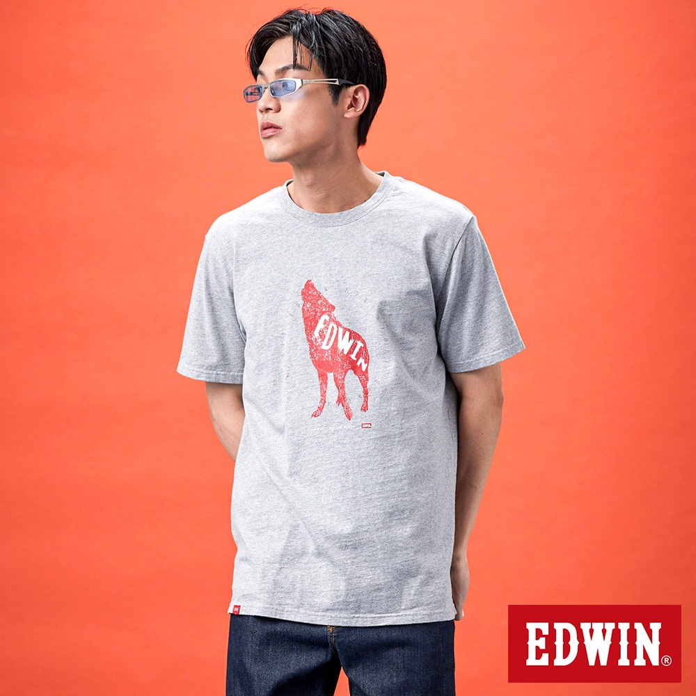 EDWIN 網路獨家 狼嚎EDWIN短袖T恤-中性-麻灰色