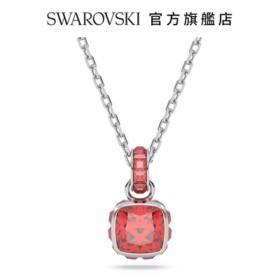 SWAROVSKI 施華洛世奇 Birthstone 鏈墜 方形切割 鍍白金色 七月紅色