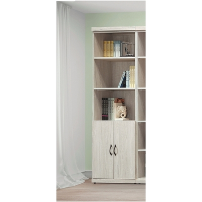 AS DESIGN雅司家具-卡嫚2x6尺雙門三層開放書櫃-60x30.5x182cm(有兩色可選)
