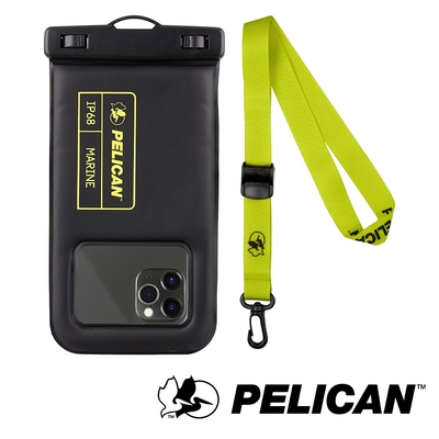 美國 Pelican 派力肯 Marine 陸戰隊防水漂浮手機袋XL尺寸- 黑/霓虹綠色