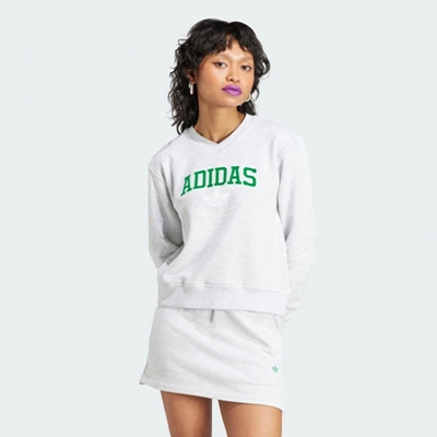 adidas 上衣 女款 長袖上衣 運動 GFX CREW SWEAT 白 II5612