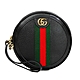 【GUCCI 古馳】574841 經典Ophidia系列皮革雙G LOGO圓餅掛腕手拿包(黑色) product thumbnail 1