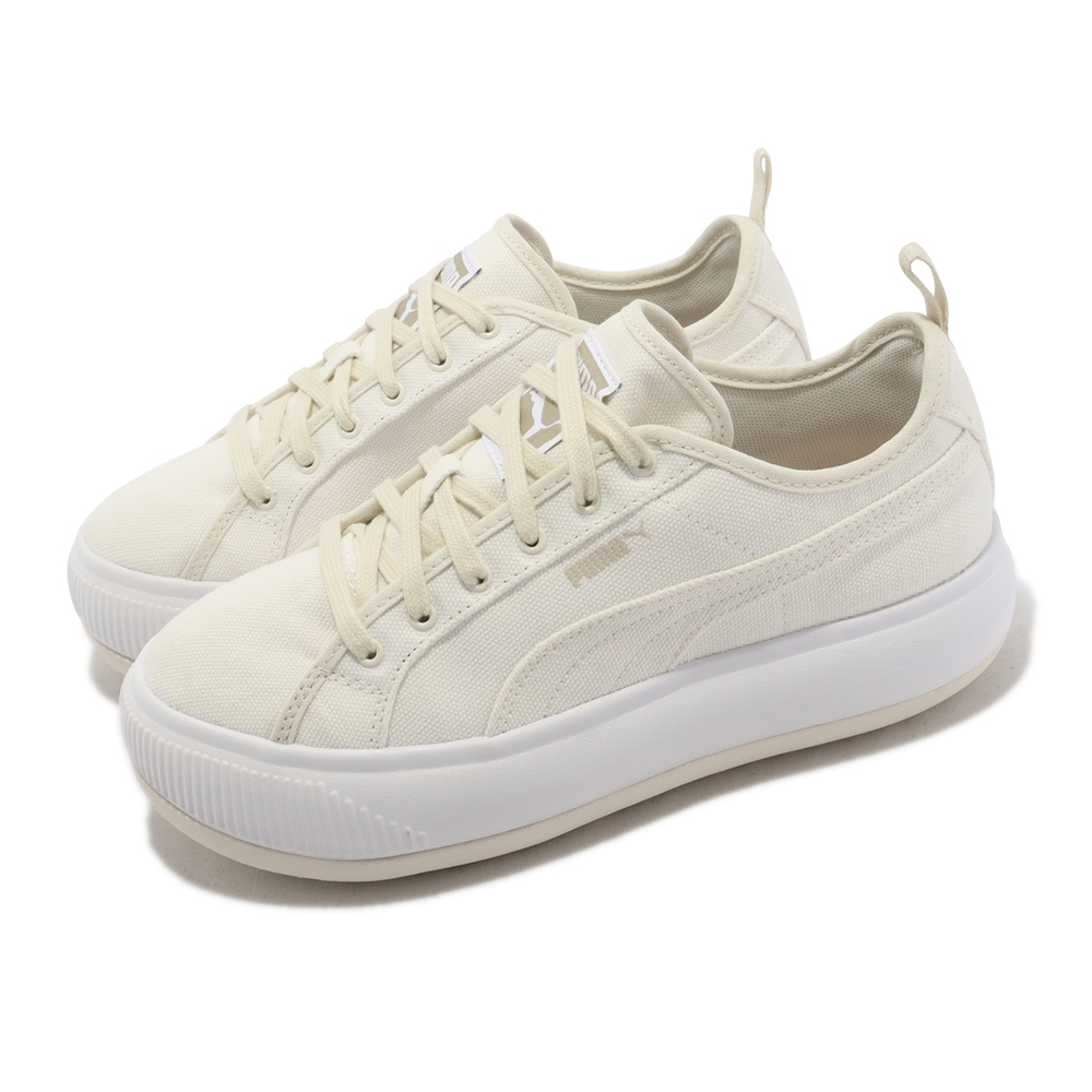 Puma 休閒鞋 Suede Mayu Canvas Wns 女鞋 米白 奶油 帆布 單寧風 厚底 增高 38316501