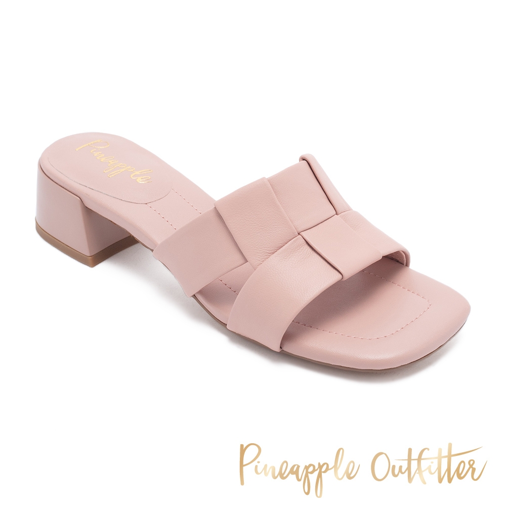 Pineapple Outfitter-REYES 編織方格低跟涼拖鞋-粉色