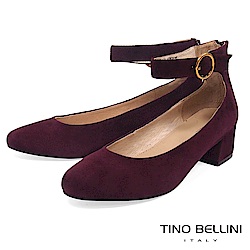 Tino Bellini 摩登俏麗繫踝低跟鞋 _ 酒紅