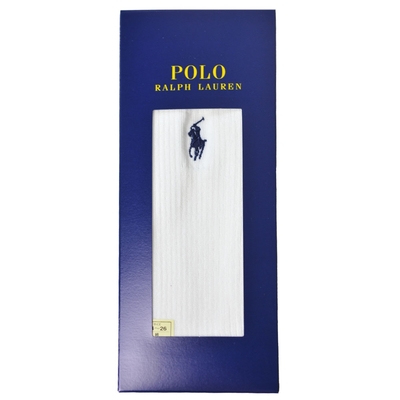 POLO RALPH LAUREN 日本製經典馬球圖騰刺繡LOGO休閒襪(白)