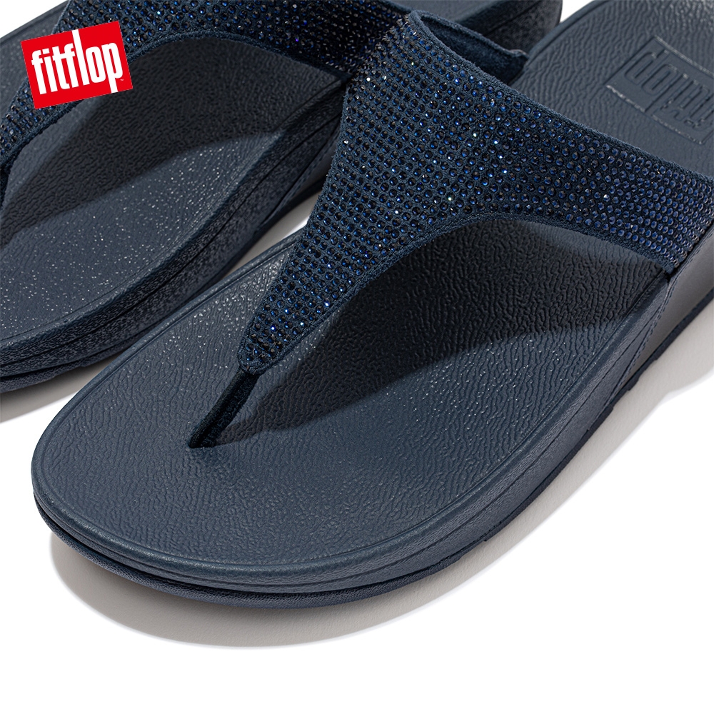 【FitFlop】LULU CRYSTAL EMBELLISHED TOE-POST SANDALS 經典水鑽夾腳涼鞋-女(午夜藍)