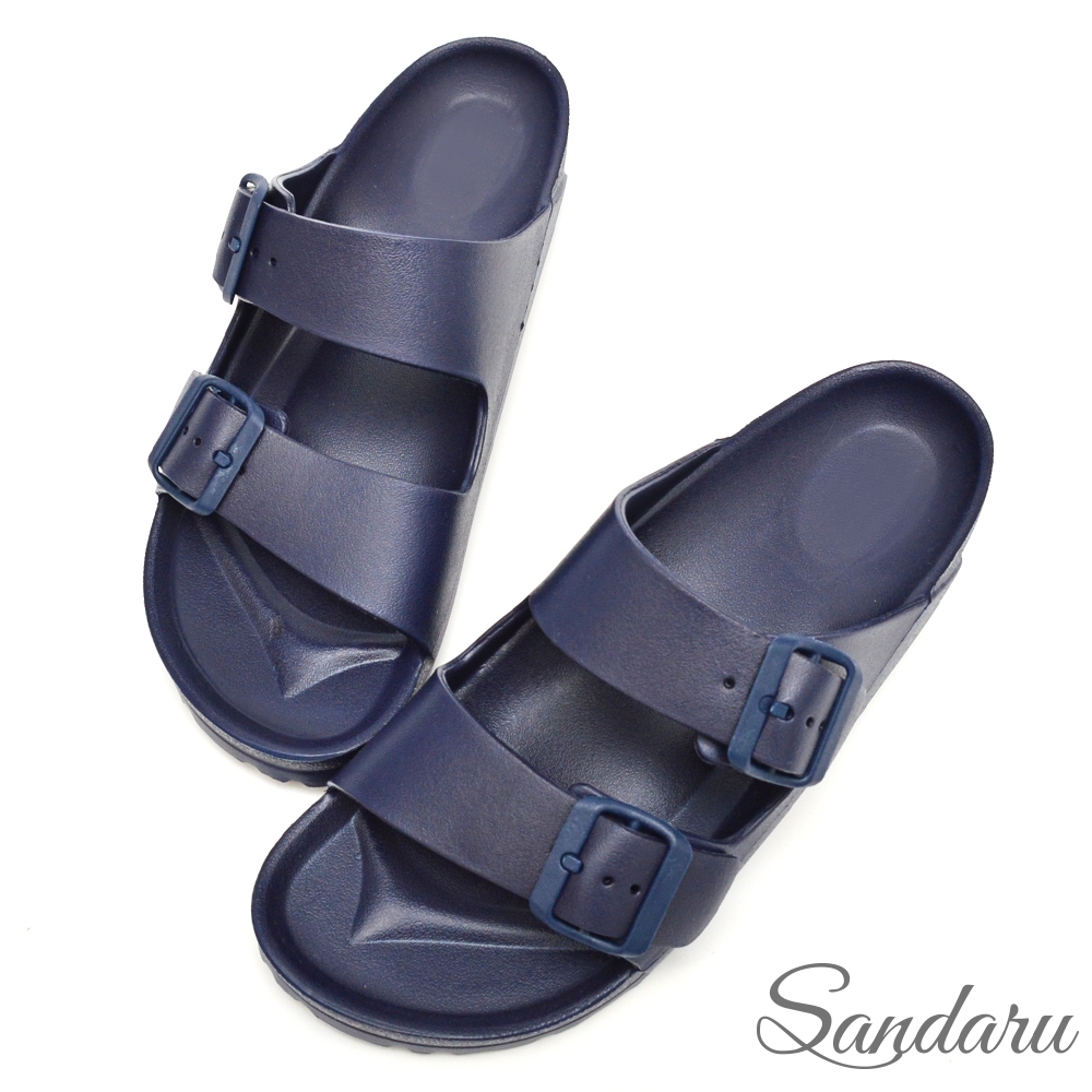 山打努SANDARU-防水鞋 雨鞋 親膚舒適輕量雙扣拖鞋-藍