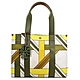 TORY BURCH Tory Tote 幾何印花帆布拼接肩背托特包/購物包(米/綠) product thumbnail 1