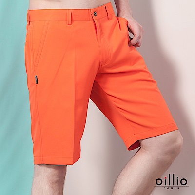 oillio歐洲貴族 休閒短褲 質感褲款 電腦刺繡 橘色