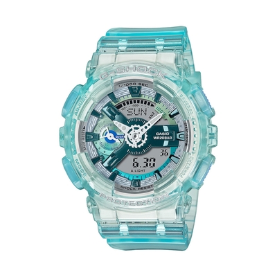 CASIO卡西歐 G-SHOCK 晶透幻彩 亮眼獨特 松石藍綠 半透明 人氣雙顯 GMA-S110VW-2A_45.9mm