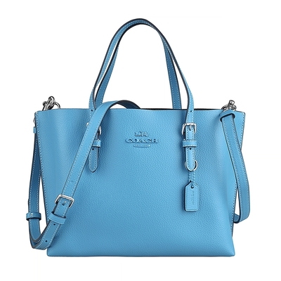 COACH Mollie Tote 25字母LOGO牛皮手提斜背包(淺太平洋藍)