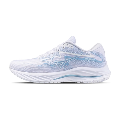 MIZUNO 美津濃 Wave Rider 27 Super Wide 女鞋 藍白色 超寬楦 避震 慢跑鞋 J1GD230676