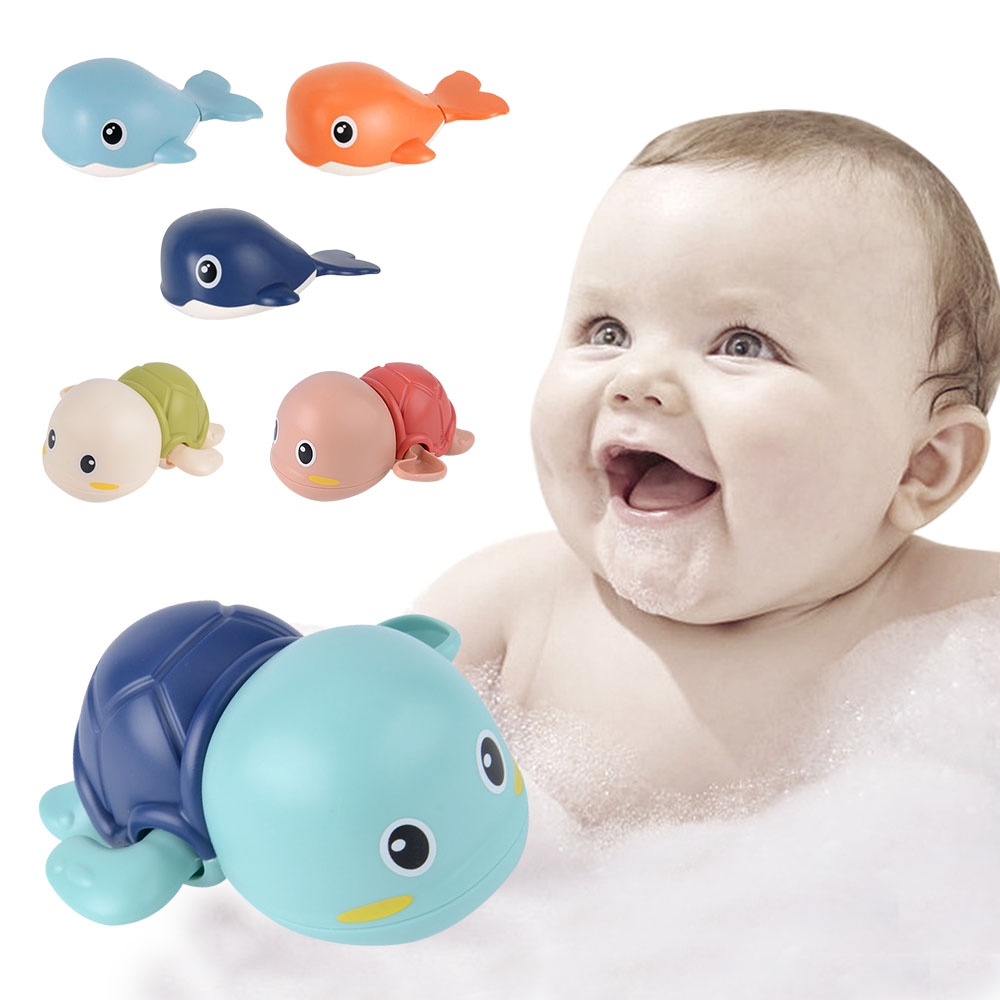 JoyNa【5隻入】兒童洗澡玩具小烏龜 浴室洗澡動物發條玩具