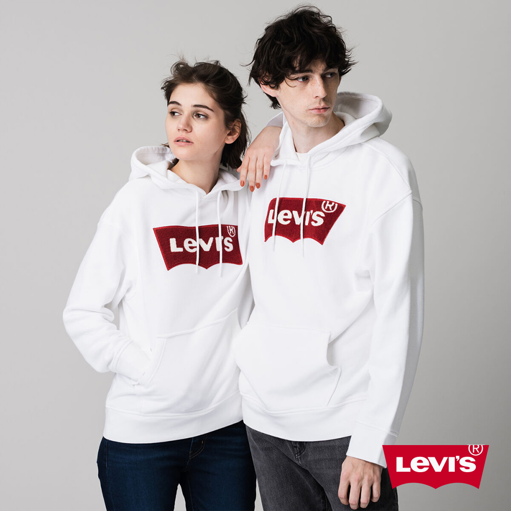 Levis 男女同款 重磅帽T / Oversize 寬鬆版型 / 雪尼爾絨面Logo