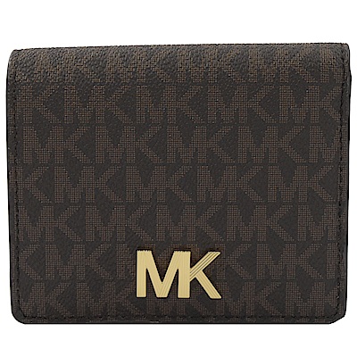 MICHAEL KORS MONTGOMERY MK字PVC釦式零錢短夾(深咖)