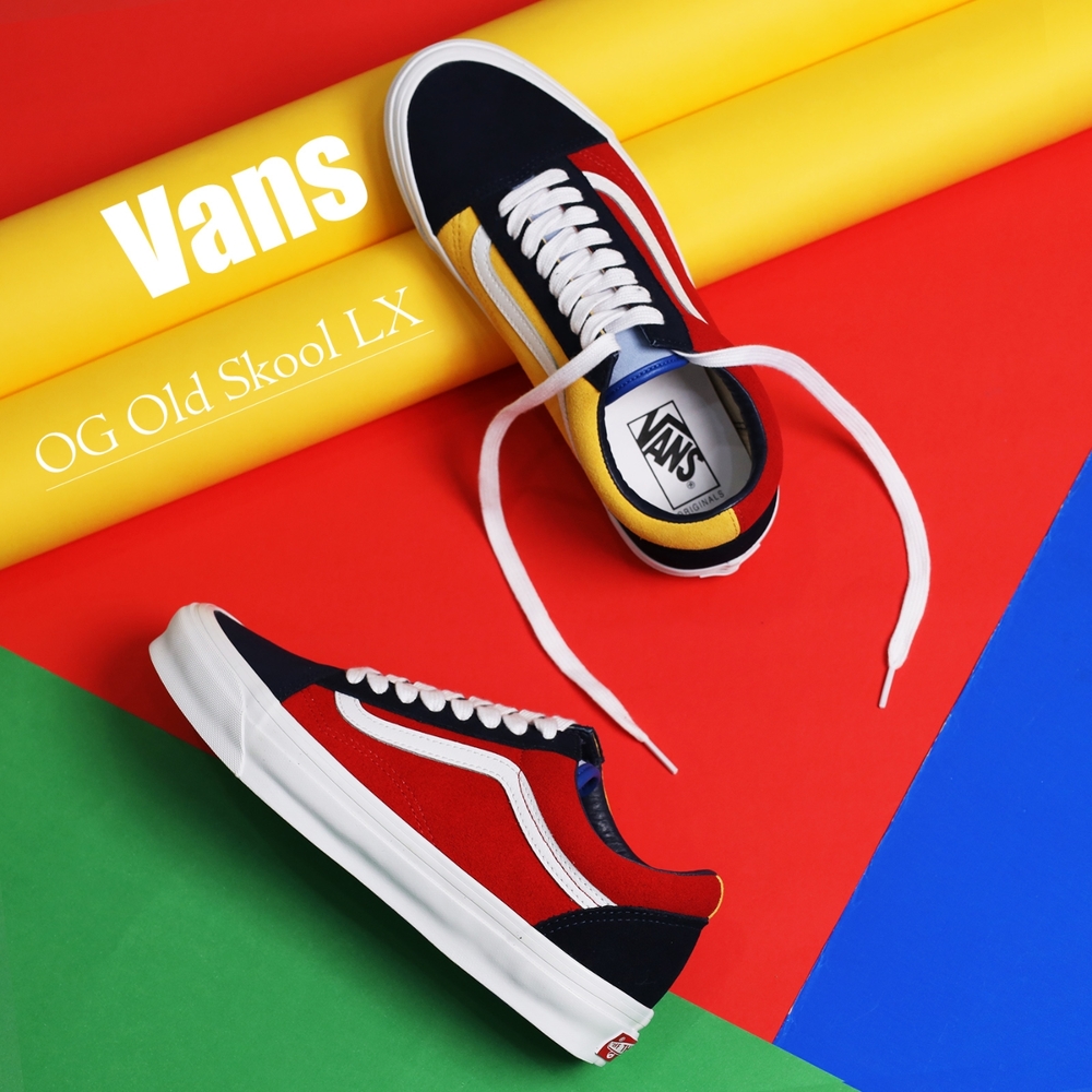 Vans 休閒鞋 OG Old Skool LX Vault 男鞋 女鞋 深藍 紅 黃 撞色 低筒 拼接 VN0A4P3XY9T