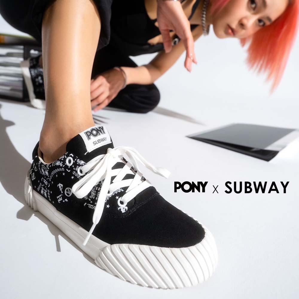 【PONY】SUBWAY 2滑板鞋 潮流變型蟲圖案 -男鞋 女鞋-黑