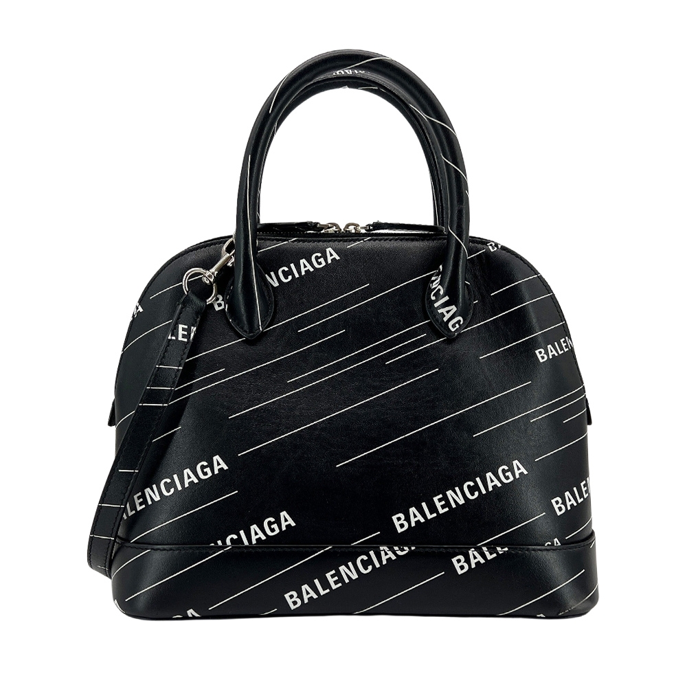 二手品Balenciaga Ville 牛皮品牌字母手提/斜背二用包(550645-黑