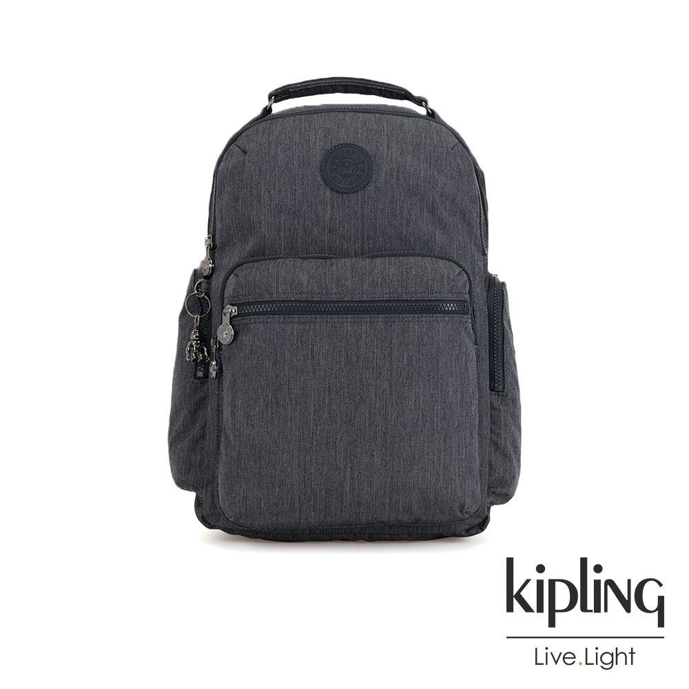 Kipling 未來感極簡風深灰丹寧大容量手提後背包-OSHO