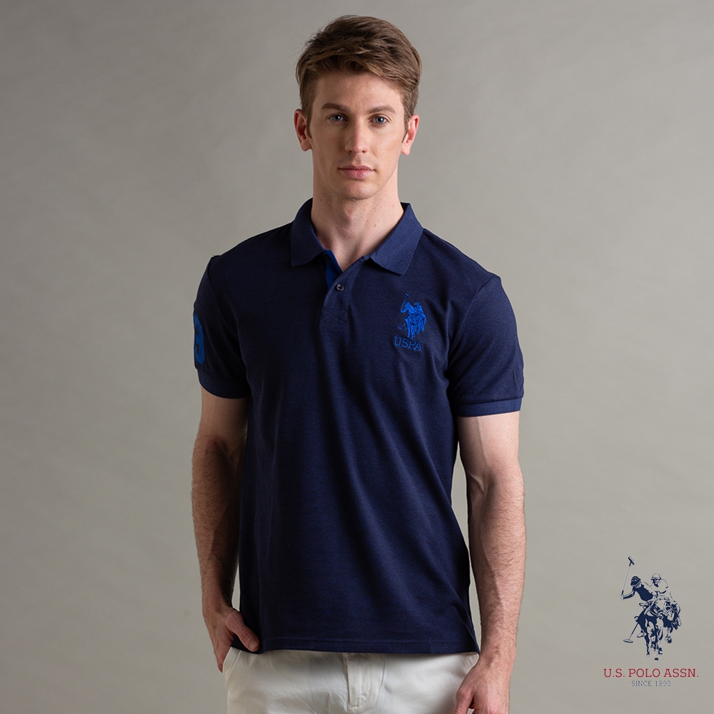 U.S. POLO ASSN. 美國馬球大馬花紗POLO衫-藏藍色