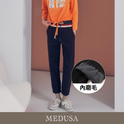 現貨【MEDUSA 曼度莎】紅邊抽繩縮口休閒褲（內磨毛）（M-XL）｜女長褲 褲子 刷毛長褲