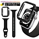 For Apple Watch Series SE/6/5/4 (44mm) 全包覆9H鋼化玻璃貼+錶殼+環保矽膠錶帶-煥黑 product thumbnail 1