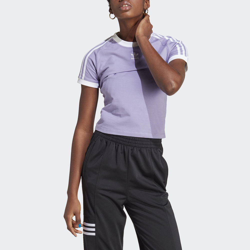 Adidas Tee [IC8807] 女 短袖 上衣 兩件式 亞洲版 復古 休閒 修身 三葉草 舒適 紫白