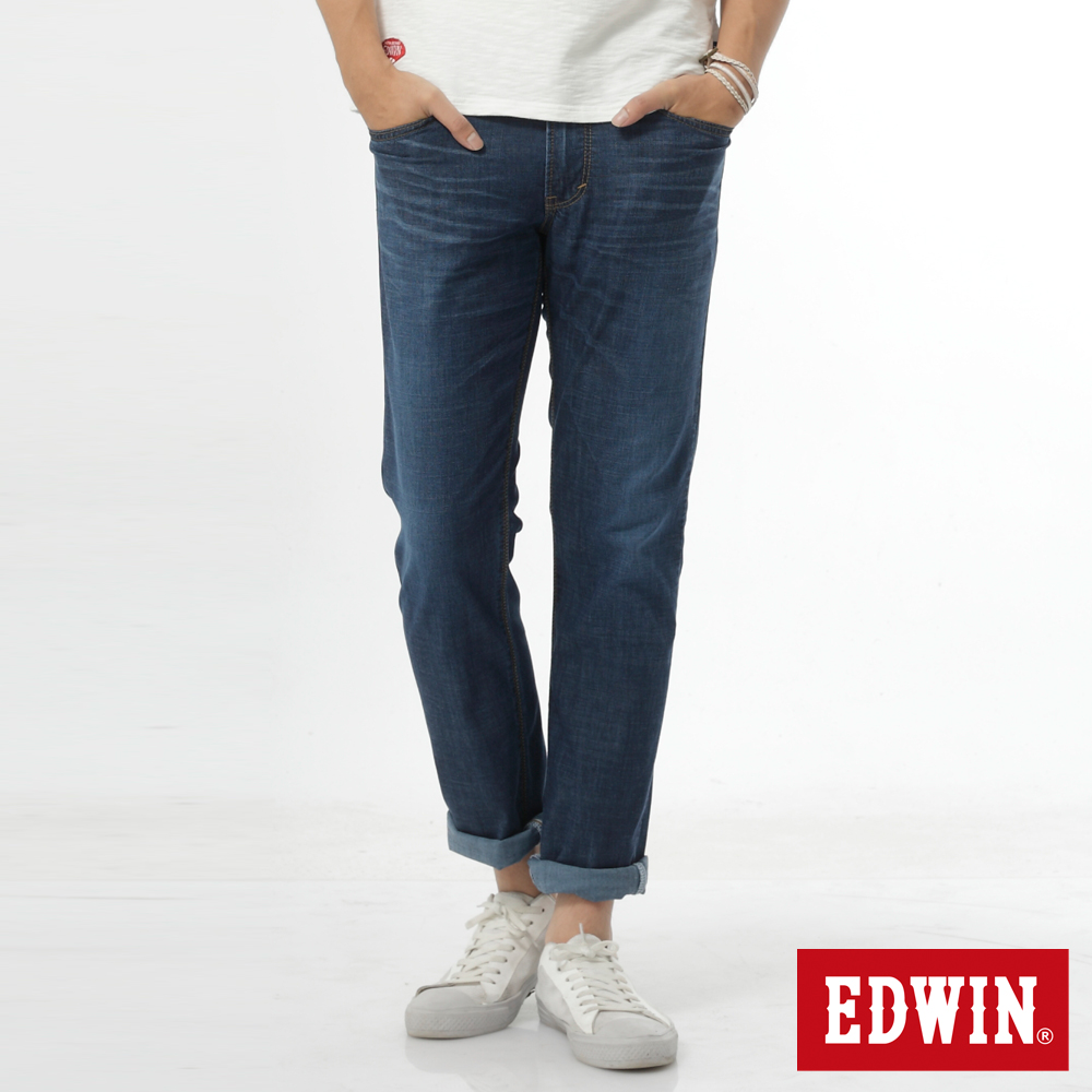 EDWIN 中直筒 EDGE輕爽COOL牛仔褲-男-拔洗藍