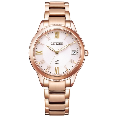 CITIZEN星辰 xC 閃耀情人亞洲限定款光動能女錶-玫瑰金/32mm(EO1232-56W)