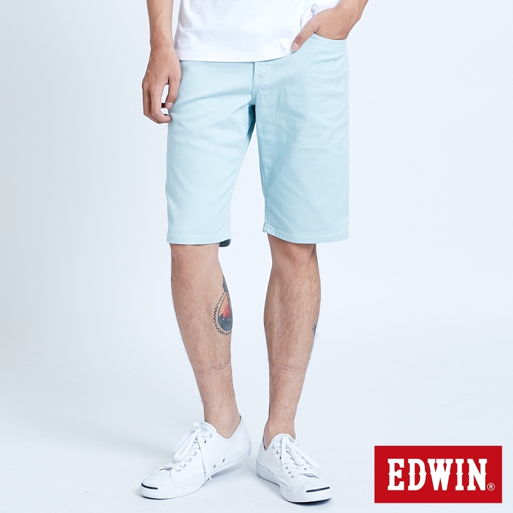 EDWIN EDGE LINE 基本五袋式 休閒短褲-男-淺綠色