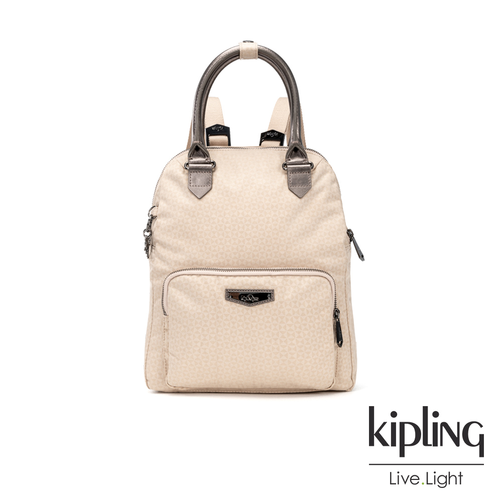 Kipling 簡約杏色素面手提雙肩後背包-BAGTRACK