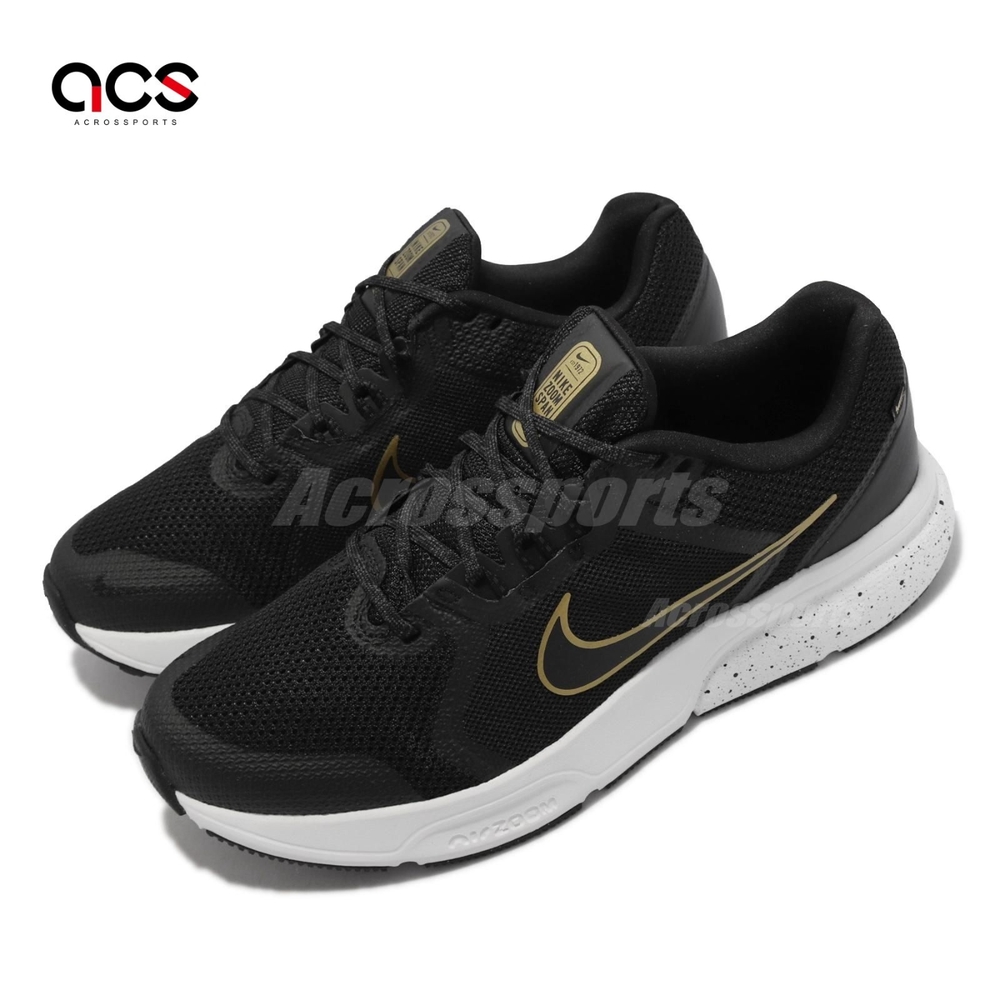 Nike 慢跑鞋 Zoom Span 4 運動 男鞋 氣墊 避震 路跑 健身 透氣 包覆 黑 金 DC8996009