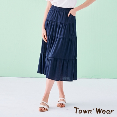 【TOWNWEAR棠葳】高含棉純色蛋糕長裙