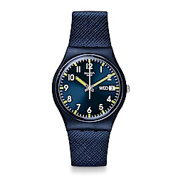 Swatch 原創系列 SIR BLUE 奢華藍絨手錶-34mm