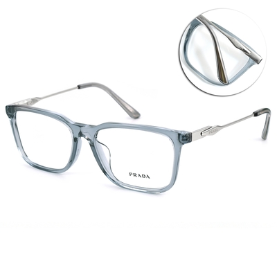 PRADA 方框 膠框光學眼鏡/透藍#VPR05ZF 19F1O1-56mm