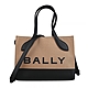 BALLY BAR Keep On XS黑字LOGO帆布拼接皮革手提斜背包(沙黃x黑) product thumbnail 1