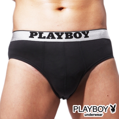 PLAYBOY MIT素面棉感低腰三角褲-單件(黑)