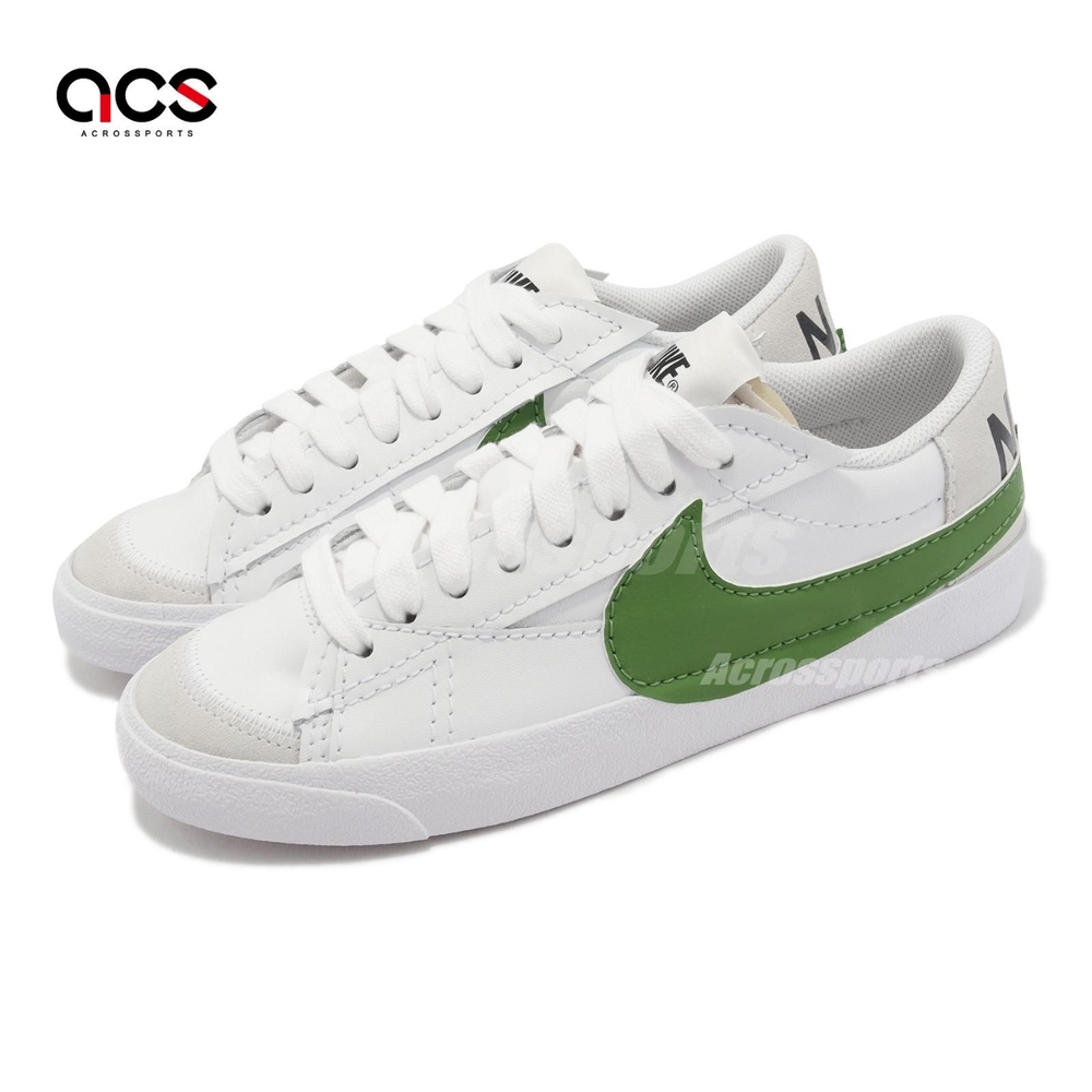 Nike 休閒鞋 Blazer Low 77 Jumbo 男鞋 白 草綠 大勾勾 經典 低筒  DV9122-131