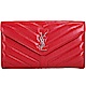 YSL Saint Laurent LOULOU Y字絎縫小羊皮信封長夾(紅色) product thumbnail 1