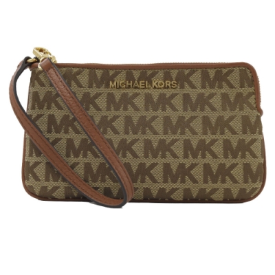 MICHAEL KORS JET SET MK織布經典大手拿包(駝咖)